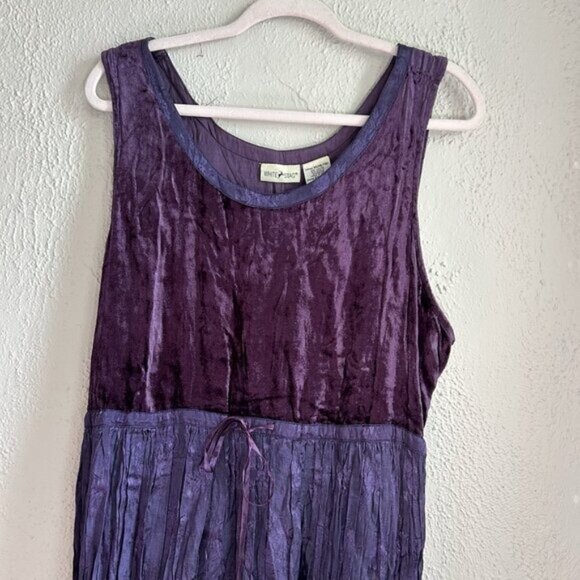 Whimsigoth Purple Dress XL 16/18 vtg Babydoll Velvet Crushed Taffeta Fairycore - Picture 12 of 13